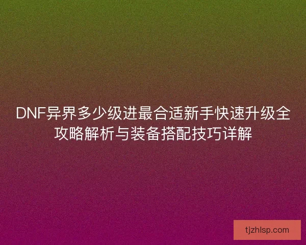 DNF异界多少级进最合适新手快速升级全攻略解析与装备搭配技巧详解 DNF异界多少级进最合适新手快速升级全攻略解析与装备搭配技巧详解