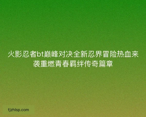 火影忍者bt巅峰对决全新忍界冒险热血来袭重燃青春羁绊传奇篇章 火影忍者bt巅峰对决全新忍界冒险热血来袭重燃青春羁绊传奇篇章