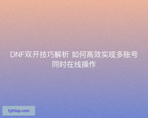 DNF双开技巧解析 如何高效实现多账号同时在线操作