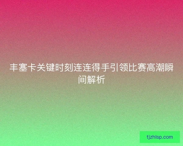 丰塞卡关键时刻连连得手引领比赛高潮瞬间解析